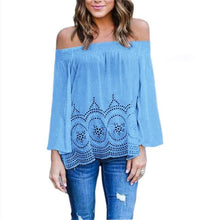 Women Off Shoulder Ladies Slash Neck T Shirt Plus Size Sexy Patchwork Slim T-shirt Clothing Tops M0525