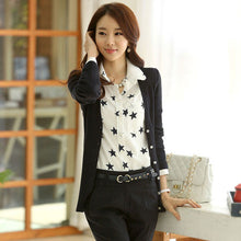 Women Blouse Fashion Turn-down Collar Stars Print White Lady Chiffon Shirt Long Sleeve blusa Tops
