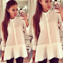 Women Blouses Shirt Dress Long Sleeve Blusas Femininas Ladies Chiffon Tops for Women Clothing White M0493