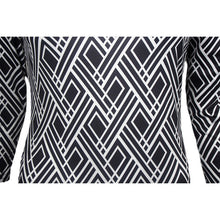 women-bodycon-dress-three-quarter-sleeve-geometric-print-mini-dress-mermaid-hem-workwear-sexy-club-dress-black BBL