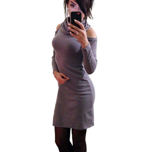 Women Dress Fashion Bodycon Strapless Long Sleeve Package Hip Dress Sexy Club Evening Party Dress
