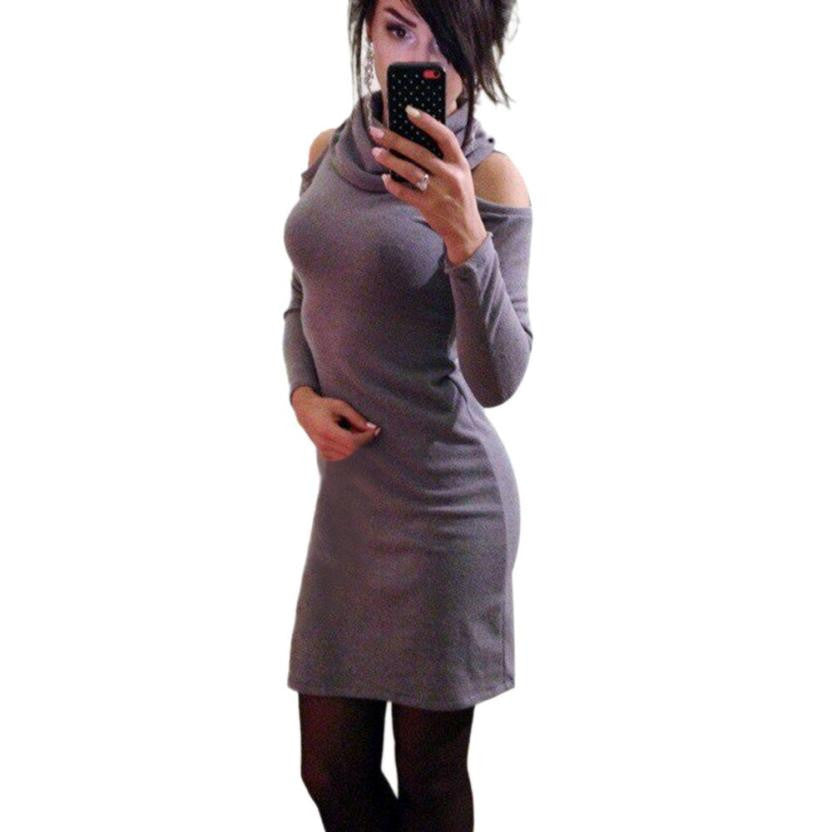 Women Dress Fashion Bodycon Strapless Long Sleeve Package Hip Dress Sexy Club Evening Party Dress