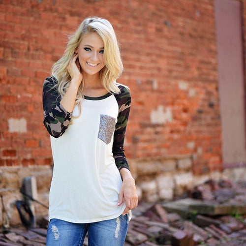 Women O Neck Camouflage Printed Loose Long Sleeve T-shirt Ladies Casual Tops Blusas Femininas Plus Size S-XL