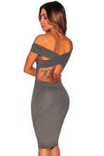women-off-the-shoulder-dress-runway-charcoal-crisscross-back-short-sleeve-slim-bodycon-dress-sexy-club-vestidos BBL