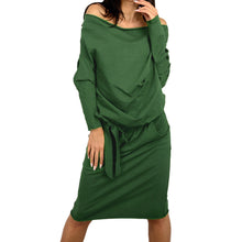 women-sexy-dress-slash-neck-off-shoulder-long-sleeve-dress-with-belt-bandage-dress-loose-casual-club-dress BBL
