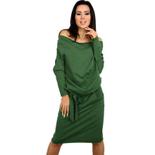 women-sexy-dress-slash-neck-off-shoulder-long-sleeve-dress-with-belt-bandage-dress-loose-casual-club-dress BBL