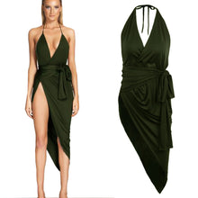 women-dress-halter-belt-split-casual-bodycon-party-dress-irregular-hem-sleeveless-club-sexy-dress-vestidos BBL