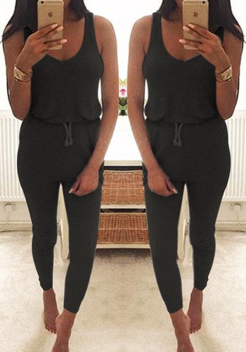 Women Sleeveless Bodycon Playsuit Black Grey Bandage Jumpsuits Overalls Casual Bodysuits Femininos GV182