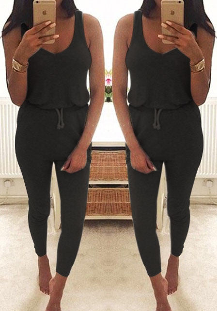 Women Sleeveless Bodycon Playsuit Black Grey Bandage Jumpsuits Overalls Casual Bodysuits Femininos GV182