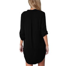Women V neck Long Sleeve Sexy Party Mini Dress Shirts Vestidos Casual Loose Beach Style Dress Plus Size Y0543