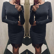 Women casual vestidos de fiesta Elegant lace solid bodycon dress Christmas evening party long sleeve dress