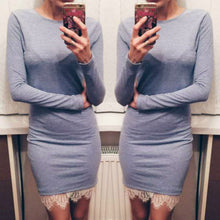 Women casual vestidos de fiesta Elegant lace solid bodycon dress Christmas evening party long sleeve dress