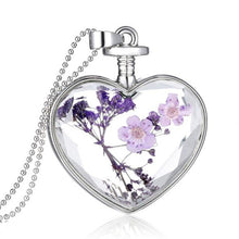 Womenornaments Jewelry Sweet Girls Women Dry Flower Heart Love Glass Wishing Bottle Pendant Necklace Gift