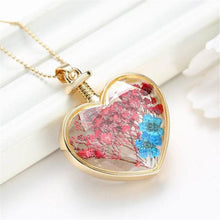 Womenornaments Jewelry Sweet Girls Women Dry Flower Heart Love Glass Wishing Bottle Pendant Necklace Gift