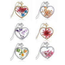 Womenornaments Jewelry Sweet Girls Women Dry Flower Heart Love Glass Wishing Bottle Pendant Necklace Gift