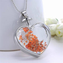 Womenornaments Jewelry Sweet Girls Women Dry Flower Heart Love Glass Wishing Bottle Pendant Necklace Gift
