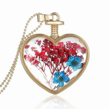 Womenornaments Jewelry Sweet Girls Women Dry Flower Heart Love Glass Wishing Bottle Pendant Necklace Gift