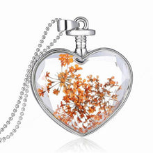 Womenornaments Jewelry Sweet Girls Women Dry Flower Heart Love Glass Wishing Bottle Pendant Necklace Gift