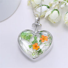 Womenornaments Jewelry Sweet Girls Women Dry Flower Heart Love Glass Wishing Bottle Pendant Necklace Gift