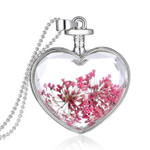 Womenornaments Jewelry Sweet Girls Women Dry Flower Heart Love Glass Wishing Bottle Pendant Necklace Gift