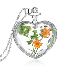 Womenornaments Jewelry Sweet Girls Women Dry Flower Heart Love Glass Wishing Bottle Pendant Necklace Gift