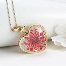 Womenornaments Jewelry Sweet Girls Women Dry Flower Heart Love Glass Wishing Bottle Pendant Necklace Gift