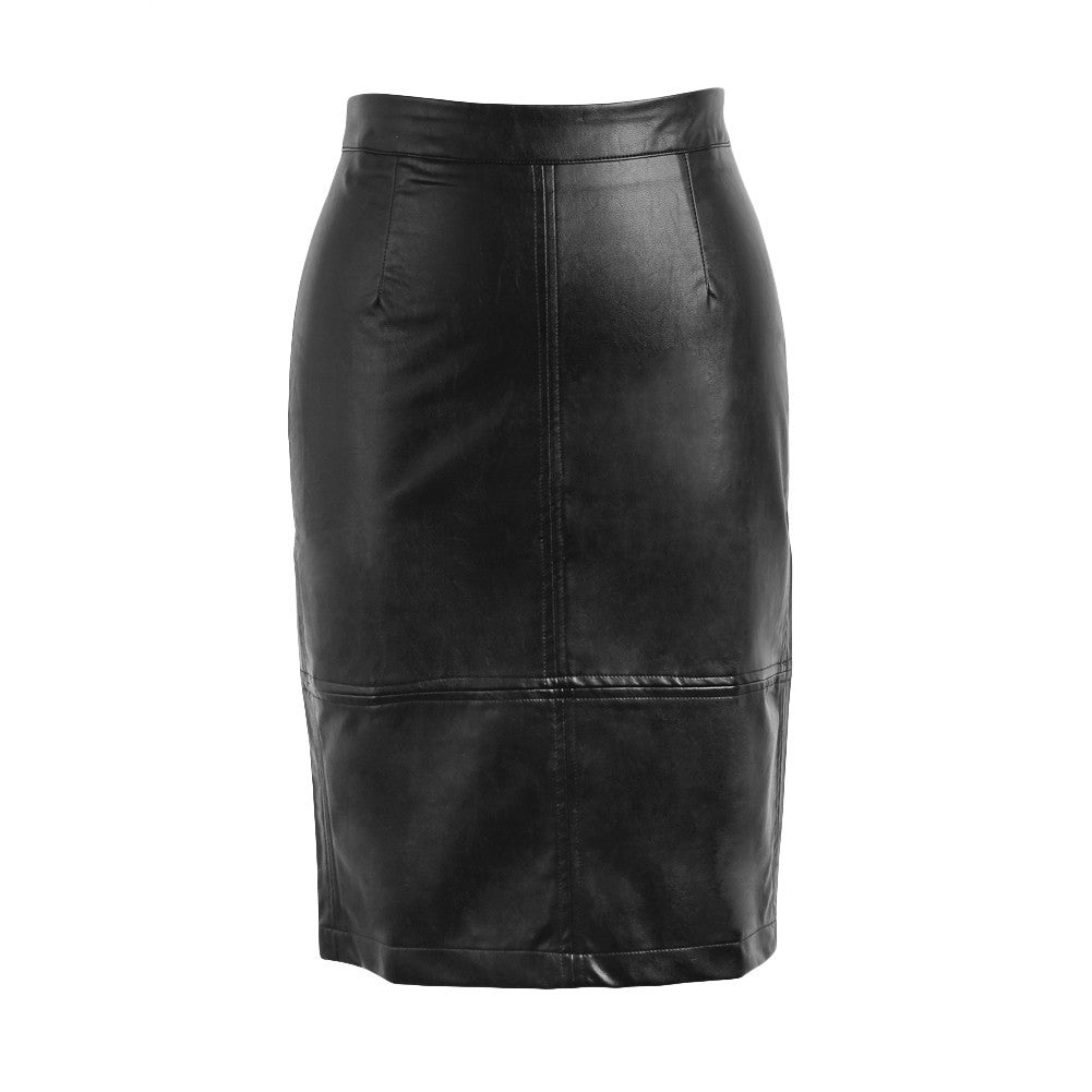 womens-fashion-pu-leather-skirt-press-stud-zip-back-saia-longa-slit-back-high-waist-pencil-skirts-bodycon-midi-skirt BBL