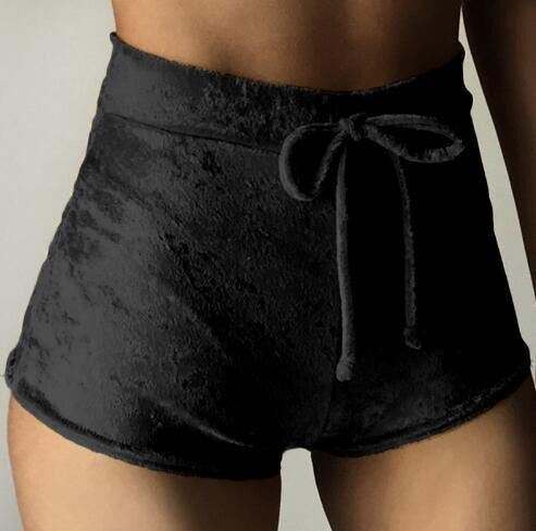 Young Ladies' Candy Color Shorts Flannel Elastic Waist Drawstring Wrinkle Shorts Sportwear 6 Colors LX135