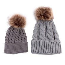 2pcss-baby-mother-knitted-cotton-hat-family-boy-girl-toddler-adult-cute-crochet-beanies-fur-ball-kids-hats-for-caps BBL