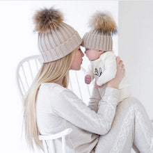 2pcss-baby-mother-knitted-cotton-hat-family-boy-girl-toddler-adult-cute-crochet-beanies-fur-ball-kids-hats-for-caps BBL