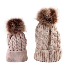 2pcss-baby-mother-knitted-cotton-hat-family-boy-girl-toddler-adult-cute-crochet-beanies-fur-ball-kids-hats-for-caps BBL