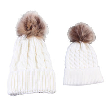 2pcss-baby-mother-knitted-cotton-hat-family-boy-girl-toddler-adult-cute-crochet-beanies-fur-ball-kids-hats-for-caps BBL