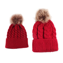 2pcss-baby-mother-knitted-cotton-hat-family-boy-girl-toddler-adult-cute-crochet-beanies-fur-ball-kids-hats-for-caps BBL