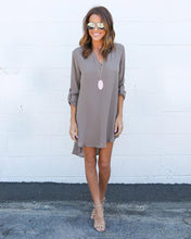 3XL Women's Plunging Neck Chiffon Dress Long Sleeve Casual Tunic Shirt Dress Irregular Front Short Vestidos