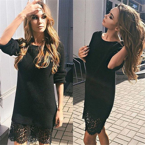 4 Colors Women Bodycon Dresses Warm Sexy Lace Office Party Dress Casual Mini Slim Long Sleeve Vestidos GV411
