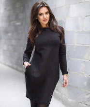 4 colors Women Dress Solid Elegant Dresses Casual Cotton warm Vestidos Sexy Long Sleeve with Pockets LX063