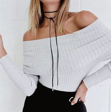 5 ColorsWomen Sweaters Pullovers Sweater Long Sleeve Off Shoulder Pullovers GV350