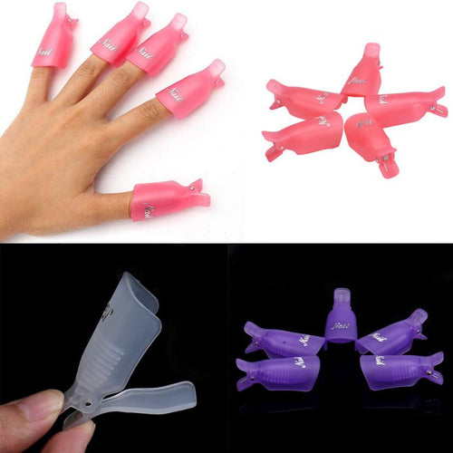 5pc Remover Gel Polish Nail Art Soakers UV Nail Degreaser Polish Wrap Tool Nails Remover Soak Off Cap Clip