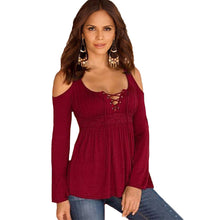 5XL Big Sized Women Tops Off Shoulder Lacing Up Women T Shirts Lace Patchwork Tunic Top Tees Sexy Cold Shoulder Tee Shirt Femme