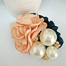 6 Color Elastic Hair Bands Women Satin Ribbon Rose Flower Pearls Hairband Ponytail Holder Hair Band Valentine's Gifts
