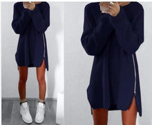 6 Colors Knitting Sweater Dress Women Sweater Dress Loose Casual Zipper Dress Long Sleeve Mini Vestidos