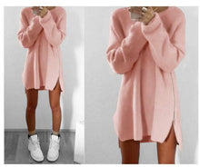 6 Colors Knitting Sweater Dress Women Sweater Dress Loose Casual Zipper Dress Long Sleeve Mini Vestidos