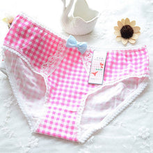 ladies-plaid-printing-cotton-underwear-women-cute-bow-sexy-lace-womens-panties-ll4 BBL