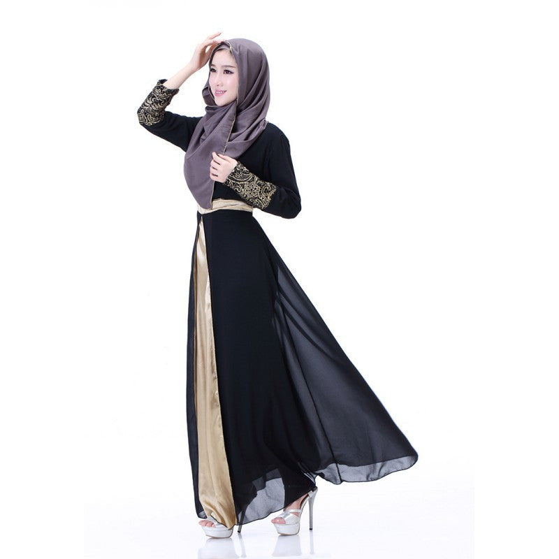 new-women-muslim-cuff-lace-embroidered-long-dress-abaya-islamic-chiffon-maxi-dress BBL