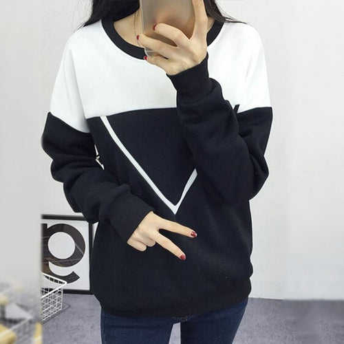 new-women-v-letter-pullover-sweatshirt-black-and-white-spell-color-patchwork-hoodies-tracksuit BBL
