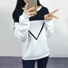 new-women-v-letter-pullover-sweatshirt-black-and-white-spell-color-patchwork-hoodies-tracksuit BBL