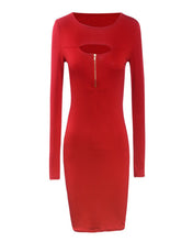 new-vestido-woman-long-sleeved-chest-zipper-bag-hip-slim-dresses-lady-nightclub-mini-dress BBL
