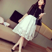 new-elegant-ladies-lace-flower-print-skirt-women-double-layer-skirts-elastic-waist-skirt BBL