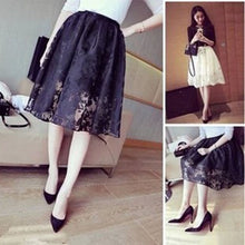 new-elegant-ladies-lace-flower-print-skirt-women-double-layer-skirts-elastic-waist-skirt BBL