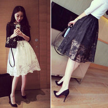 new-elegant-ladies-lace-flower-print-skirt-women-double-layer-skirts-elastic-waist-skirt BBL